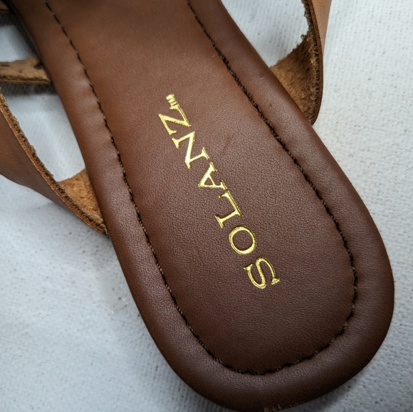 Solanz braided Sandals women's strappy size 8 Leather criss cross flats L-1 - Picture 6 of 8